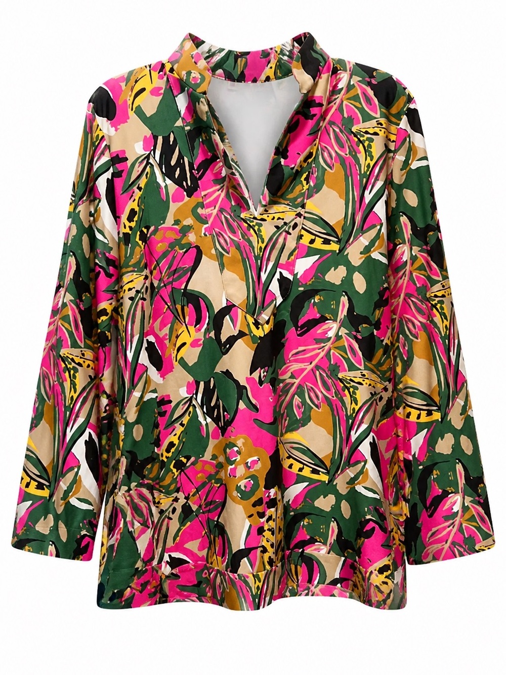 Jude Connally Multicolor Floral Tunic - Pink, Green, Yellow, Black, Cream